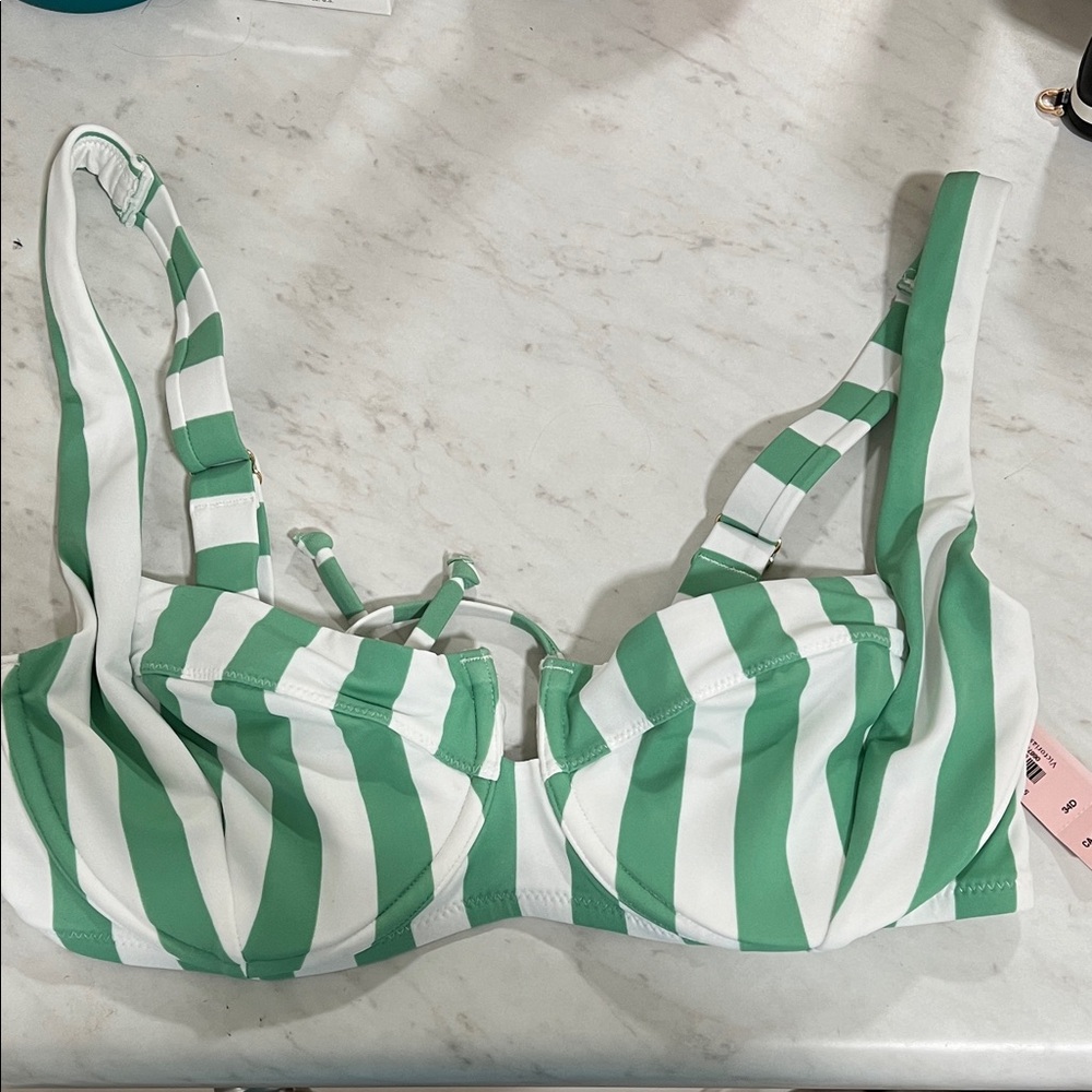 Victoria's Secret Green and White Bikini Top